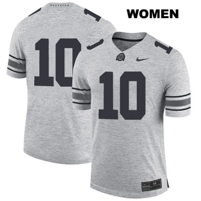 Women's NCAA Ohio State Buckeyes Amir Riep #10 College Stitched No Name Authentic Nike Gray Football Jersey FC20I35LQ